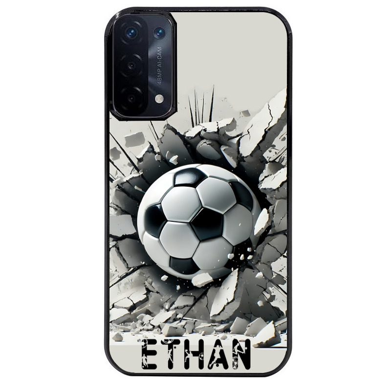 Coque noire taperso pour OPPO A54 et A74 5G avec motif foot beton personnalisee protection antichoc personnalisée