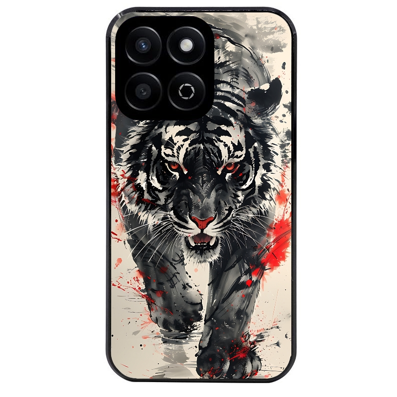 Coque noire taperso pour Honor X6 4G avec motif tigre japan protection antichoc personnalisée