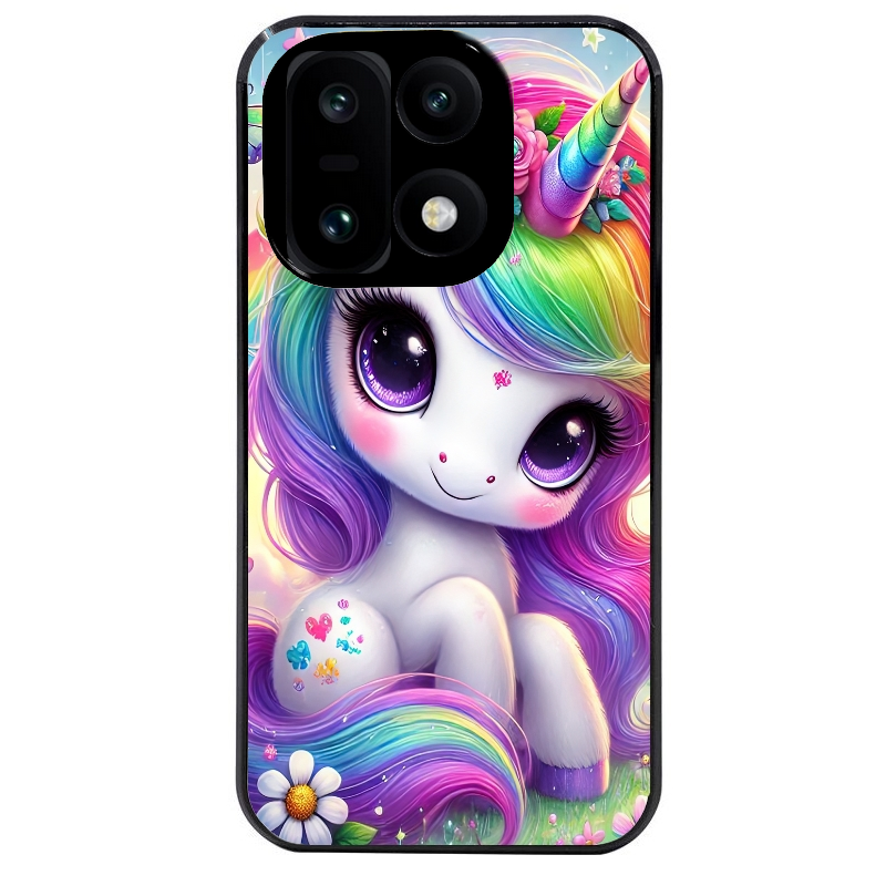 Coque noire taperso pour OnePlus 15 avec motif licorne et fleurs protection antichoc personnalisée
