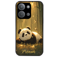 Coque noire taperso pour POCO C85 avec motif panda et papillon personnalisee protection antichoc personnalisée