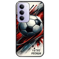 Coque noire taperso pour Redmi 15 4G et 5G avec motif ballon foot avec prenom protection antichoc personnalisée