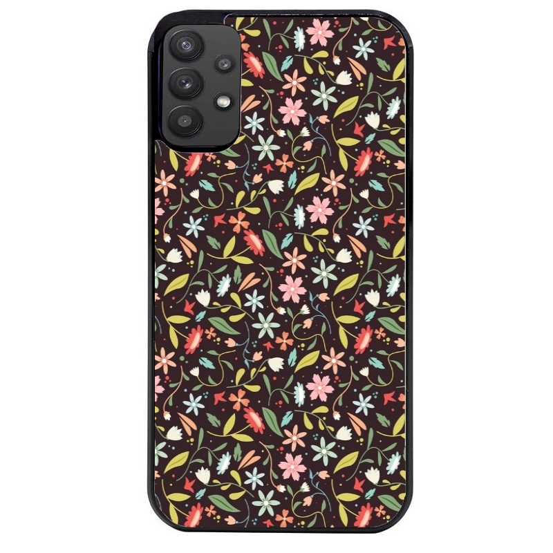 Coque noire taperso pour galaxy A22 A32 A52 A52S 4G 5G  avec motif petites feurs multicolores protection antichoc personnalisée