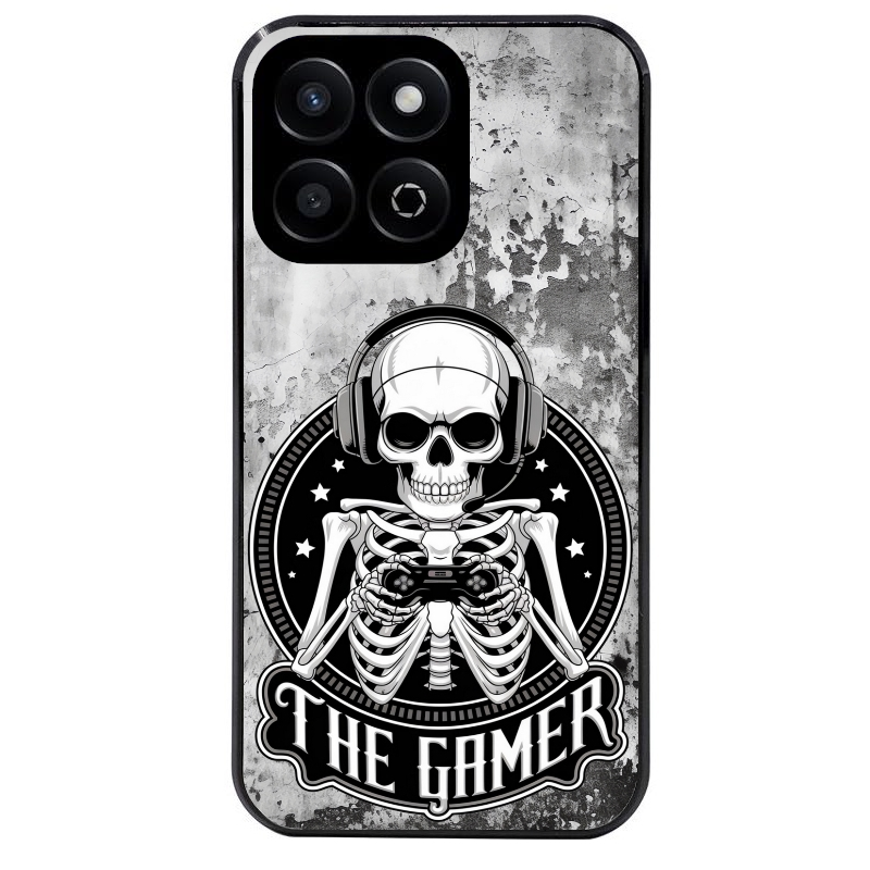 Coque noire taperso pour Honor X8 5G avec motif tete de mort gamer beton protection antichoc personnalisée