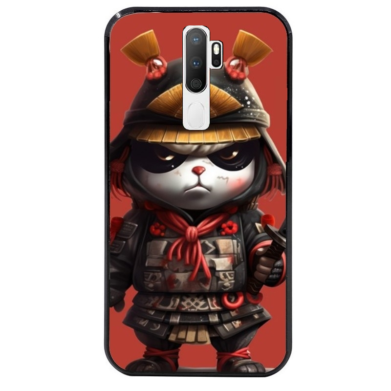 Coque noire taperso pour OPPO A5 A9 2020 avec motif panda et samourai protection antichoc personnalisée