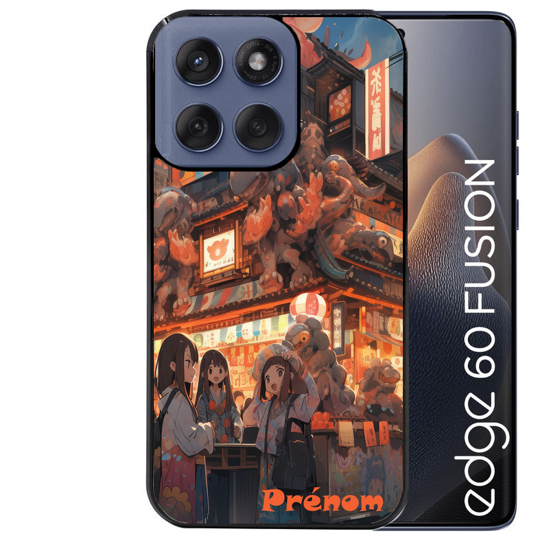 Coque noire taperso pour Moto Edge 60 et Neo Fusion Pro avec motif anime street japan personnalise protection antichoc personnalisée