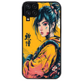 Coque noire taperso pour galaxy A22 A32 A52 A52S 4G 5G  avec motif samourai girl anime protection antichoc personnalisée