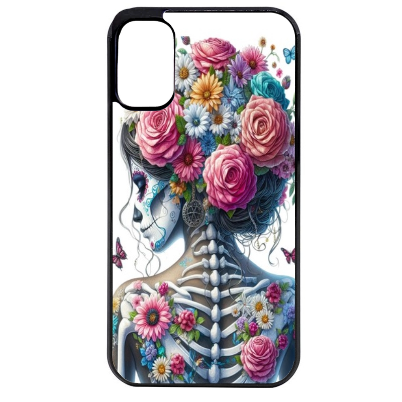 Coque noire taperso pour Moto E13 E14 E15 avec motif tete de mort calavera papillon protection antichoc personnalisée