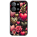 Coque noire taperso pour POCO C85 avec motif coeur et leopard protection antichoc personnalisée
