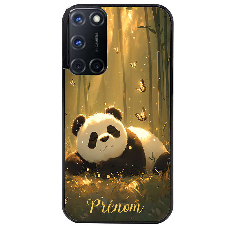 Coque noire taperso pour OPPO Reno 8 LITE avec motif panda et papillon personnalisee protection antichoc personnalisée
