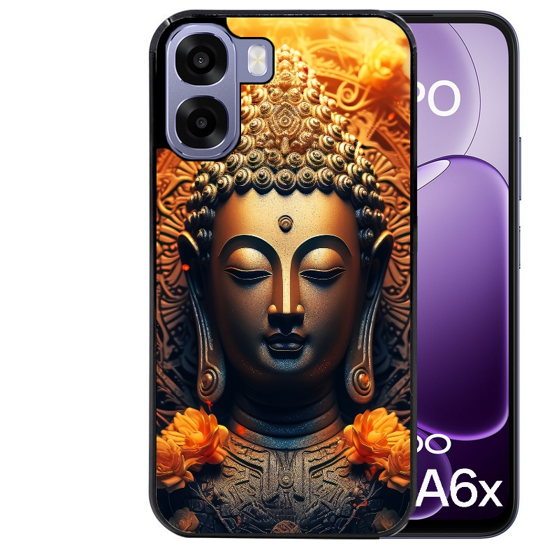 Coque noire taperso pour OPPO A6 A6X 4G et 5G avec motif bouddha et fleur protection antichoc personnalisée