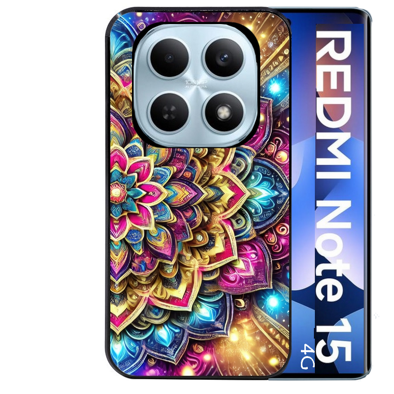 Coque noire taperso pour Redmi Note 15 et PRO PLUS 4G 5G avec motif mandala 2 protection antichoc personnalisée