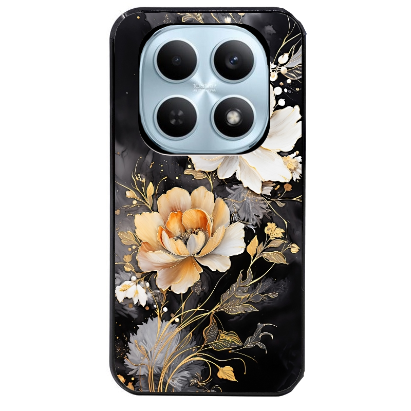 Coque noire taperso pour POCO M8 5G et PRO 5G avec motif fleur blanche protection antichoc personnalisée
