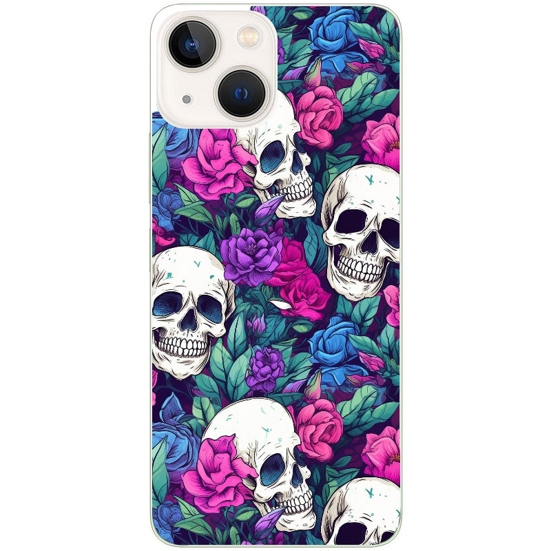 Coque taperso pour Iphone 12 et PRO MINI PRO MAX avec motif tete de mort violet protection antichoc personnalisée