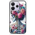 Coque noire taperso pour Redmi Note 14 et PRO PLUS 4G 5G avec motif tete de mort calavera papillon protection antichoc personnalisée