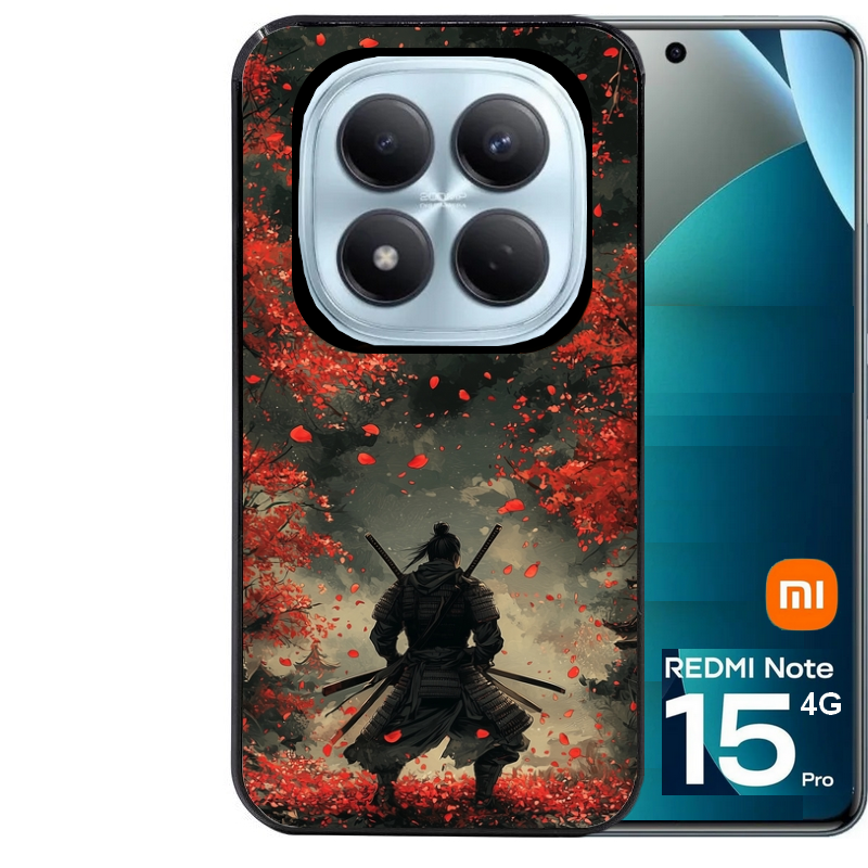 Coque noire taperso pour Redmi Note 15 et PRO PLUS 4G 5G avec motif samourai et katana protection antichoc personnalisée