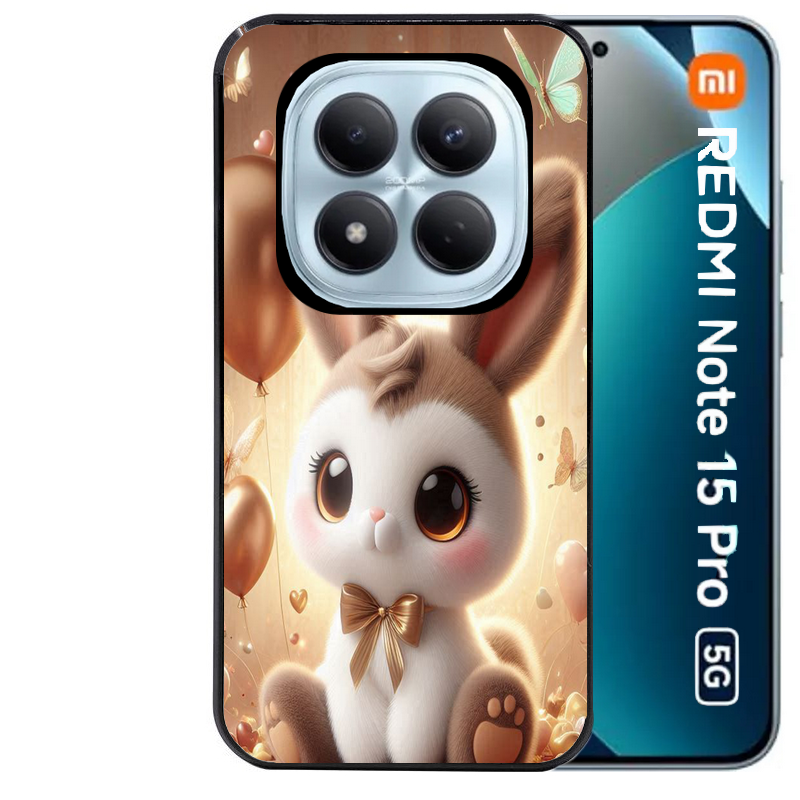 Coque noire taperso pour Redmi Note 15 et PRO PLUS 4G 5G avec motif lapin ballon protection antichoc personnalisée