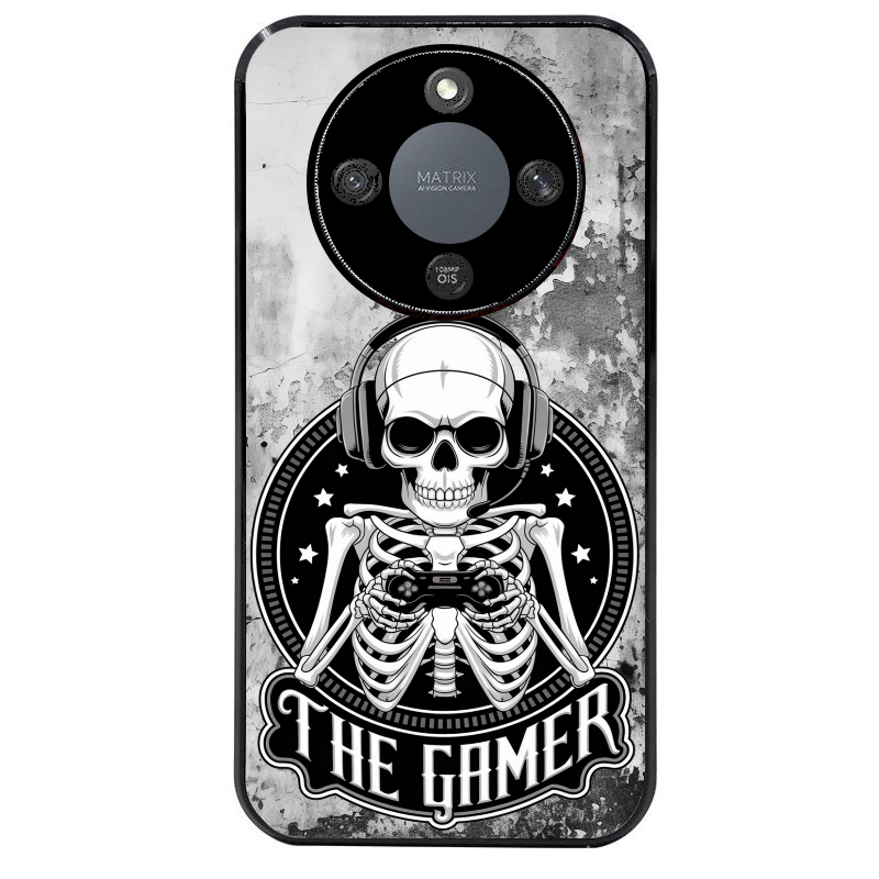 Coque noire taperso pour Magic 8 LITE et PRO avec motif tete de mort gamer beton protection antichoc personnalisée