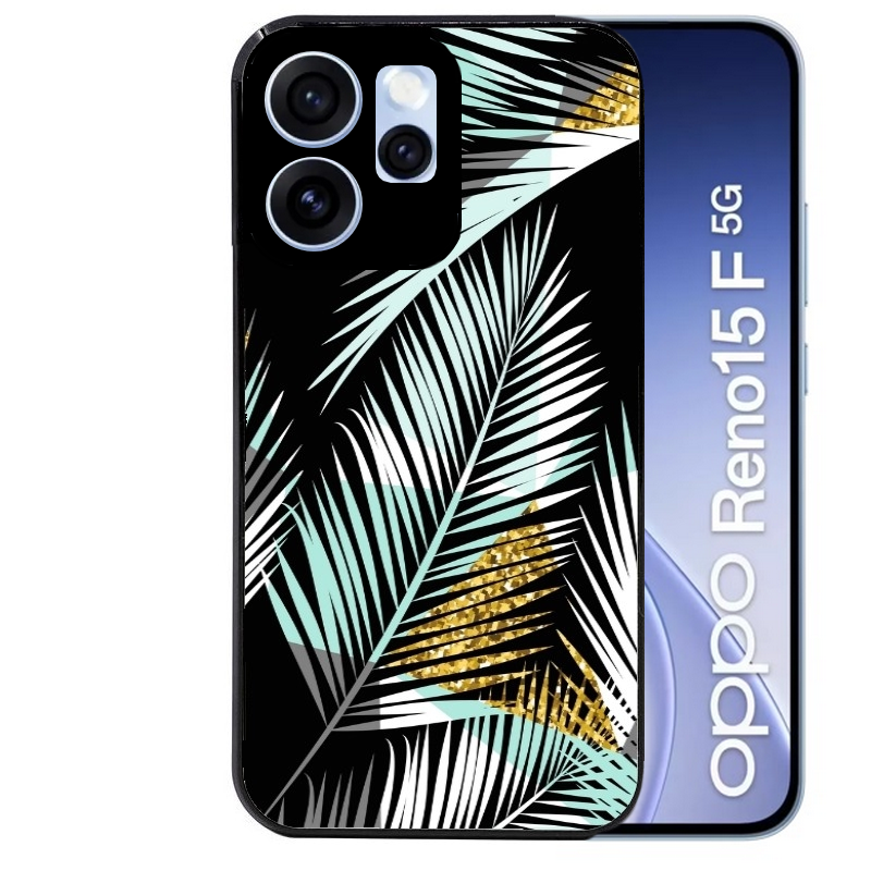 Coque noire taperso pour OPPO Reno 15 et F FS 5G avec motif palmier noir protection antichoc personnalisée
