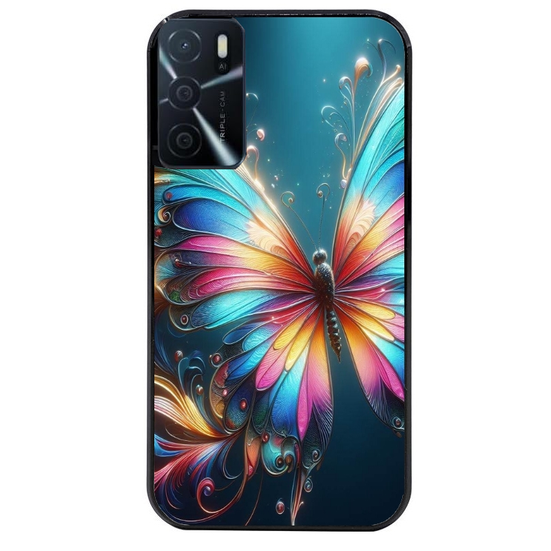 Coque noire taperso pour OPPO A16 et A16S avec motif papillon arc protection antichoc personnalisée