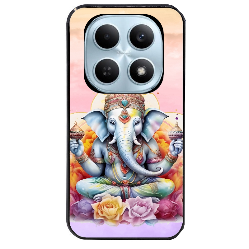Coque noire taperso pour POCO M8 5G et PRO 5G avec motif elephant namaste protection antichoc personnalisée