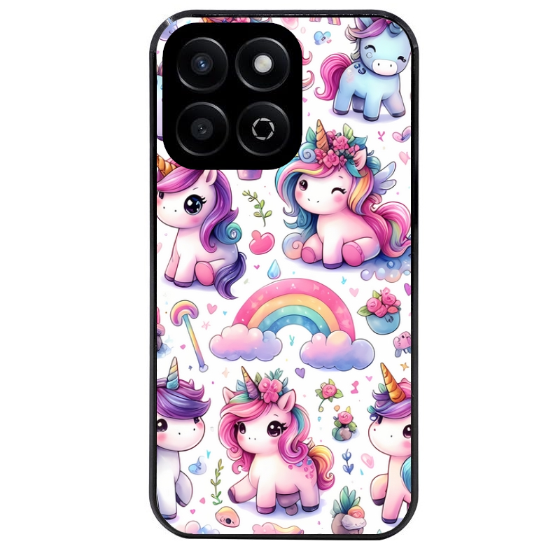 Coque noire taperso pour Honor 70 LITE 90 et LITE avec motif licorne arc en ciel protection antichoc personnalisée