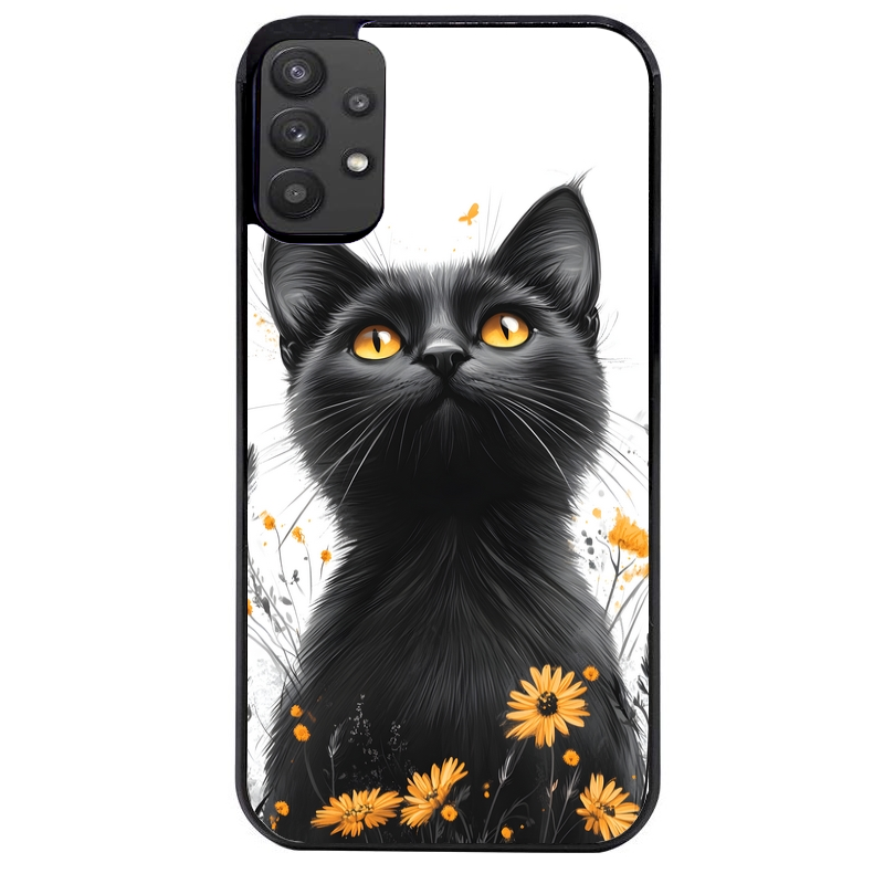 Coque noire taperso pour galaxy A22 A32 A52 A52S 4G 5G  avec motif chat eyes protection antichoc personnalisée