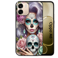 Coque noire taperso pour OPPO A6 A6X 4G et 5G avec motif tete de mort calavera bijoux protection antichoc personnalisée