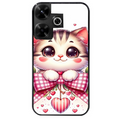 Coque noire taperso pour POCO M6 4G avec motif chat noeud et coeur protection antichoc personnalisée