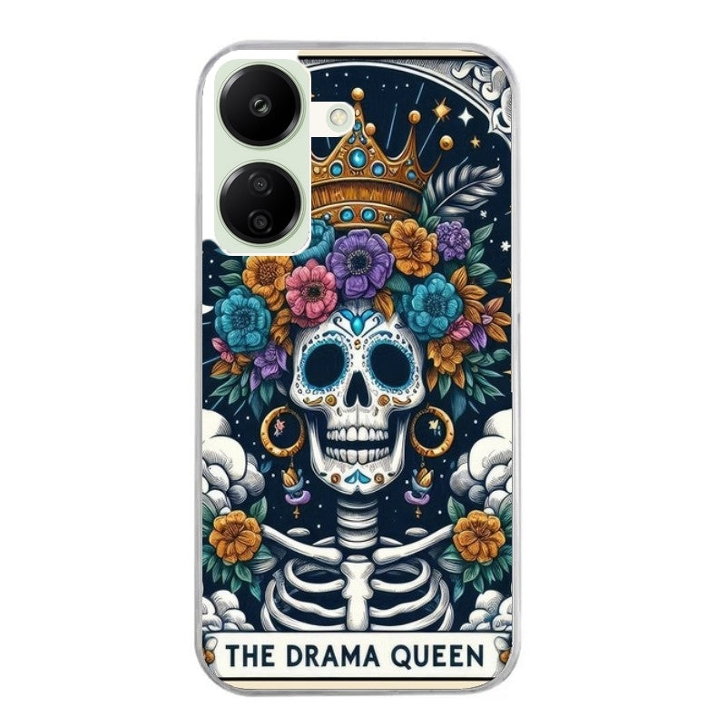 Coque taperso pour POCO C65 4G avec motif tete de mort drama queen protection antichoc personnalisée