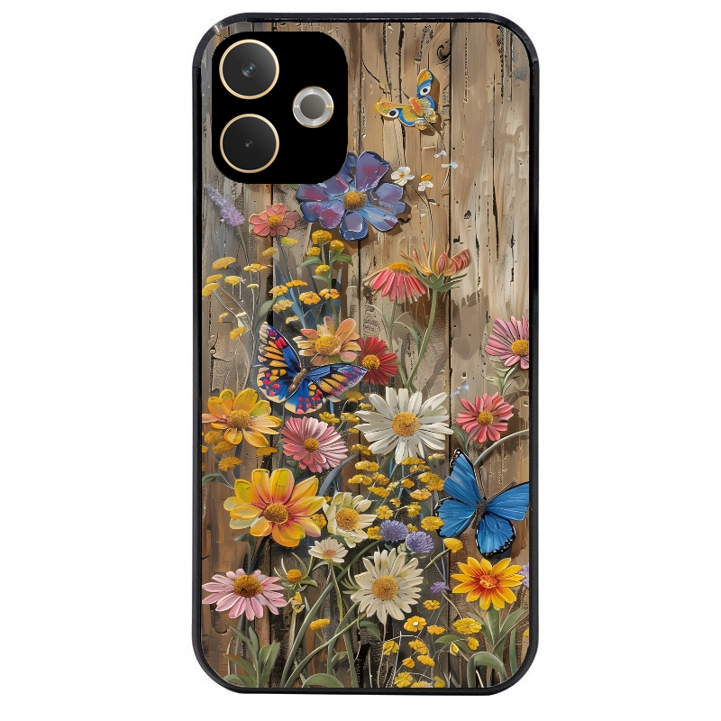 Coque noire taperso pour OPPO A5 PRO 4G et 5G avec motif bois et papillon 1 protection antichoc personnalisée