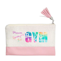 Pochette personnalisée de maquillage maniques Taperso argent avec motif gym jpeux pas en toile et simili cuir personnalisée