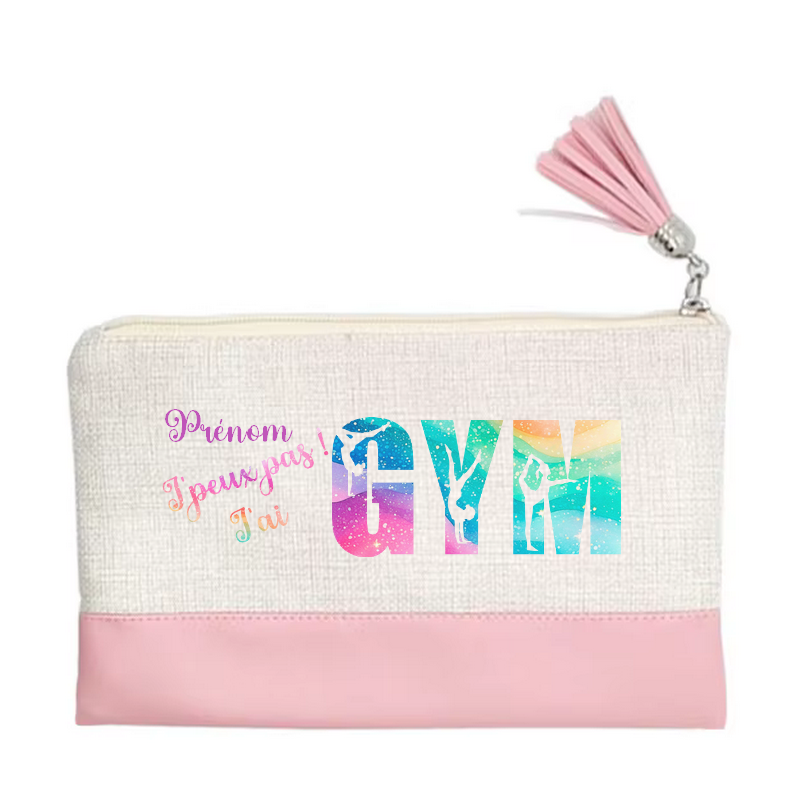 Pochette personnalisée de maquillage maniques Taperso argent avec motif gym jpeux pas en toile et simili cuir personnalisée