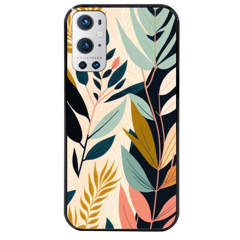 Coque noire taperso pour OnePlus 9 et 9 PRO avec motif vintage et fleur protection antichoc personnalisée