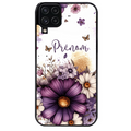 Coque noire taperso pour galaxy A22 A32 A52 A52S 4G 5G  avec motif fleur violette personnalisee protection antichoc personnalisée