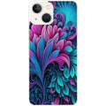Coque taperso pour Iphone 15 et PRO PLUS PRO MAX avec motif tropical violet et des fleurs protection antichoc personnalisée