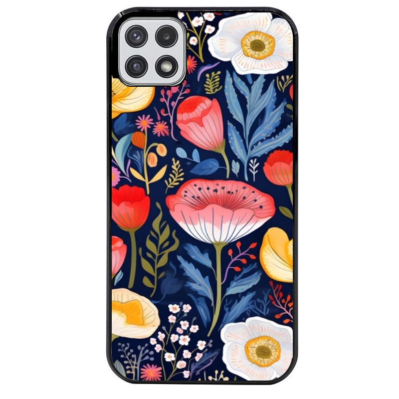 Coque noire taperso pour galaxy A22 A32 A52 A52S 4G 5G  avec motif fleur coquelicot protection antichoc personnalisée