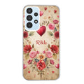 Coque taperso pour Galaxy A13 4G et 5G A23 A53 avec motif coeur et fleur personnalisee protection antichoc personnalisée