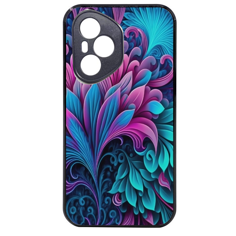 Coque noire taperso pour Honor 400 et Lite Pro Smart avec motif tropical violet et des fleurs protection antichoc personnalisée