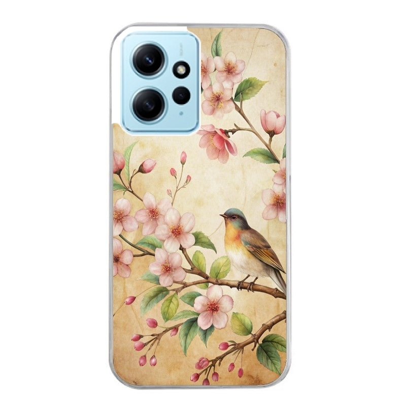 Coque taperso pour Redmi Note 12 4G 5G PRO 4G avec motif fleur et colibri protection antichoc personnalisée