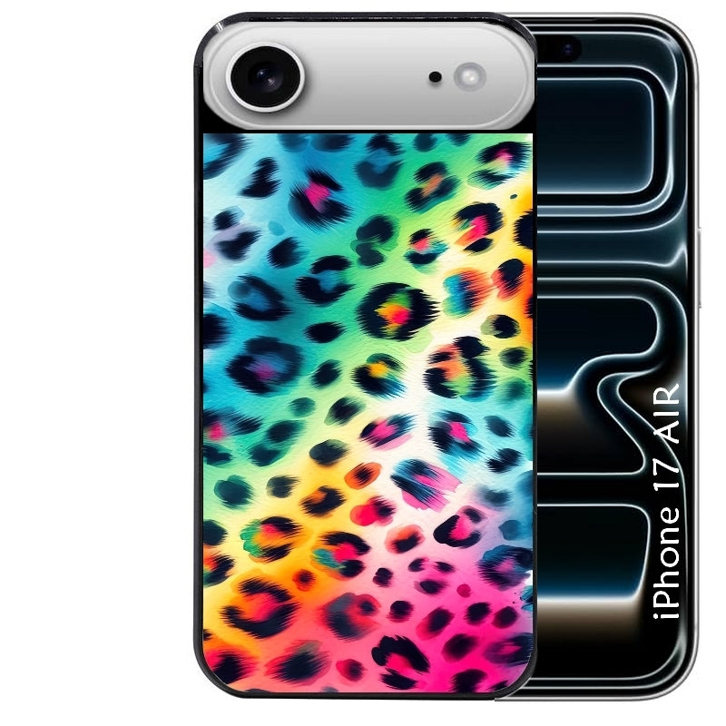 Coque noire taperso pour Iphone 17 17E AIR MAX PRO avec motif leopard arc protection antichoc personnalisée
