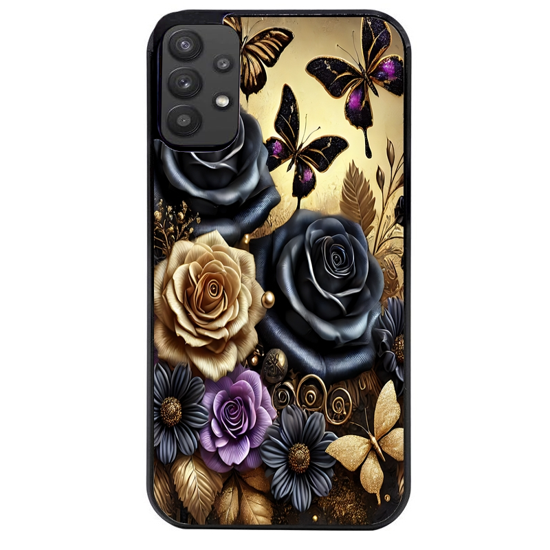 Coque noire taperso pour galaxy A22 A32 A52 A52S 4G 5G  avec motif papillon gothic protection antichoc personnalisée