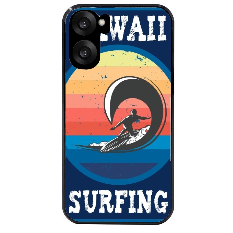 Coque noire taperso pour OnePlus Nord CE5 avec motif hawaii et surf protection antichoc personnalisée