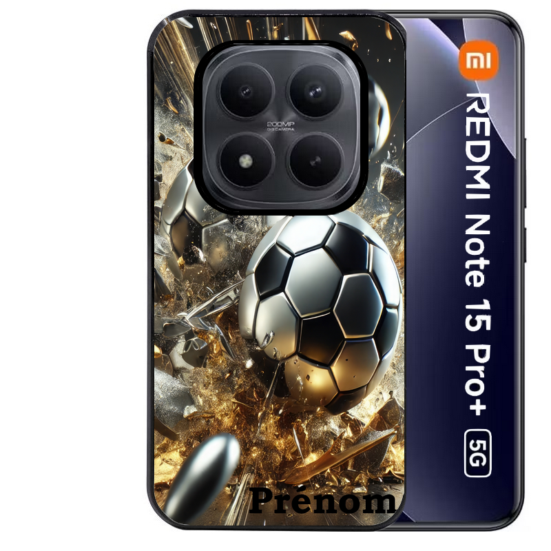 Coque noire taperso pour Redmi Note 15 et PRO PLUS 4G 5G avec motif foot metal personnalisee protection antichoc personnalisée
