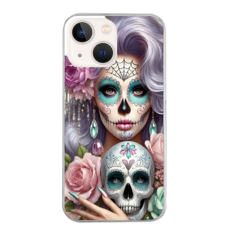 Coque taperso pour Iphone 14 et PRO PLUS PRO MAX avec motif tete de mort calavera bijoux protection antichoc personnalisée