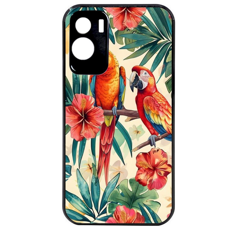 Coque noire taperso pour Honor 70 LITE 90 et LITE avec motif perroquet et fleurs protection antichoc personnalisée