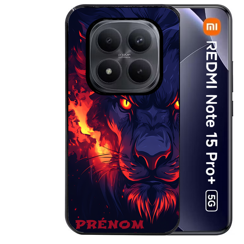 Coque noire taperso pour Redmi Note 15 et PRO PLUS 4G 5G avec motif lion anime protection antichoc personnalisée