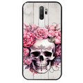 Coque noire taperso pour OPPO A5 A9 2020 avec motif tete de mort floral protection antichoc personnalisée