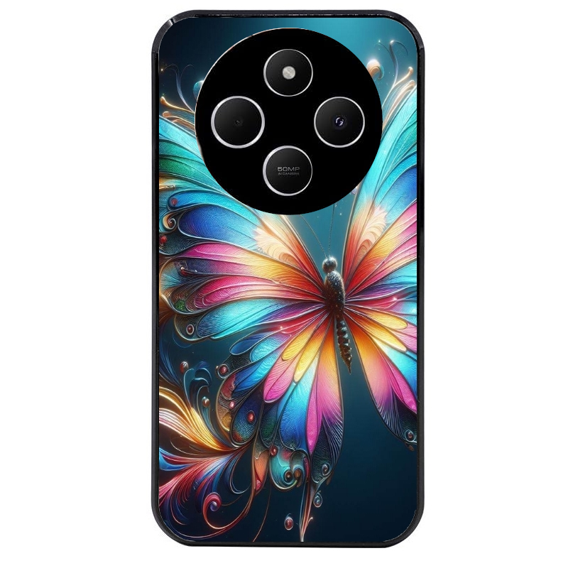 Coque noire taperso pour POCO C75 avec motif papillon arc protection antichoc personnalisée