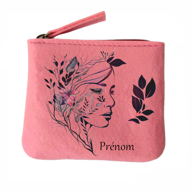 Porte monnaie personnalisé line art en feutrine en feutrine