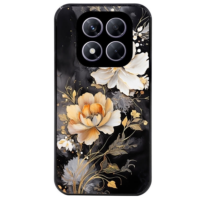 Coque noire taperso pour Redmi Note 14 et PRO PLUS 4G 5G avec motif fleur blanche protection antichoc personnalisée
